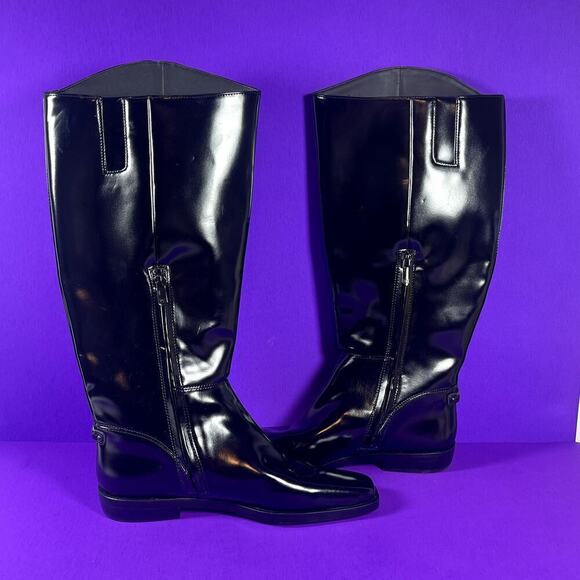 Sam Edelman Women's Black Polished Leather Cesar‎ Riding Boot Shoe Size 7.5-NEW - Picture 6 of 9